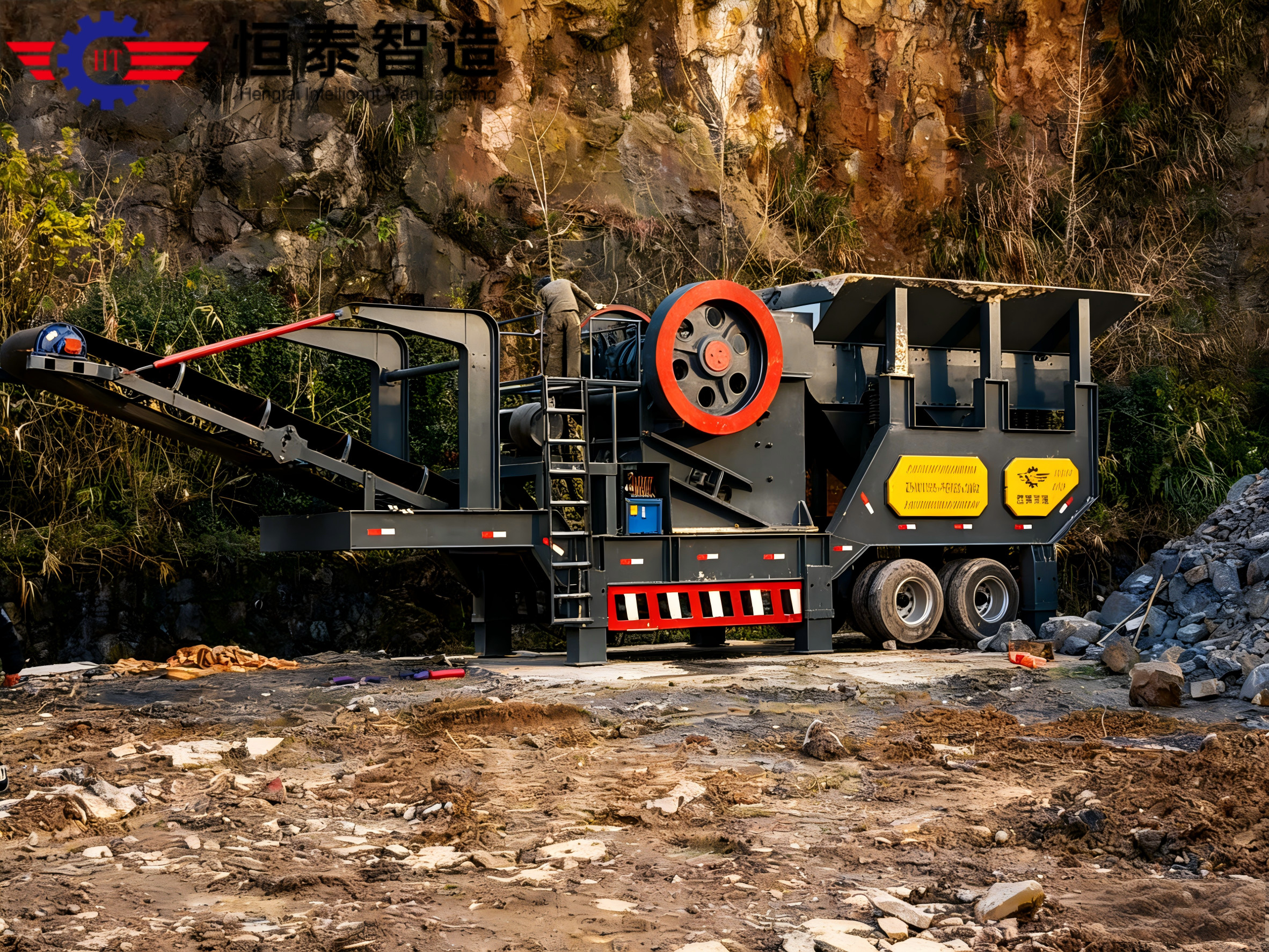 Jaw Mobile Crushing Station - Operation site deployment and material processing