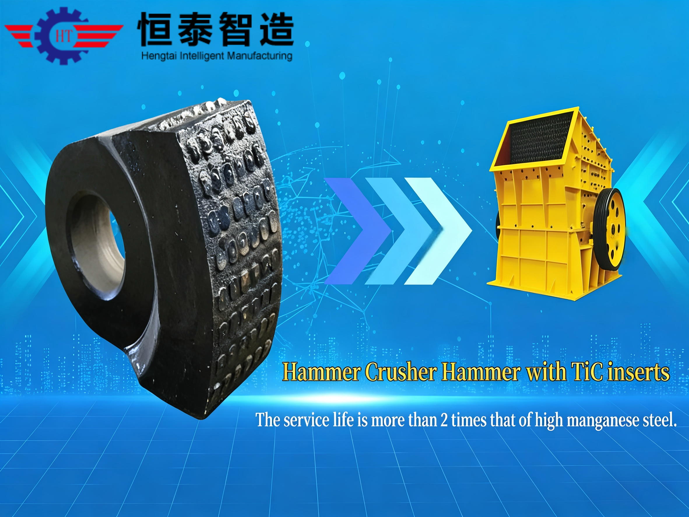 High Manganese Steel Ceramic-Inserted Hammer Head - Working scene