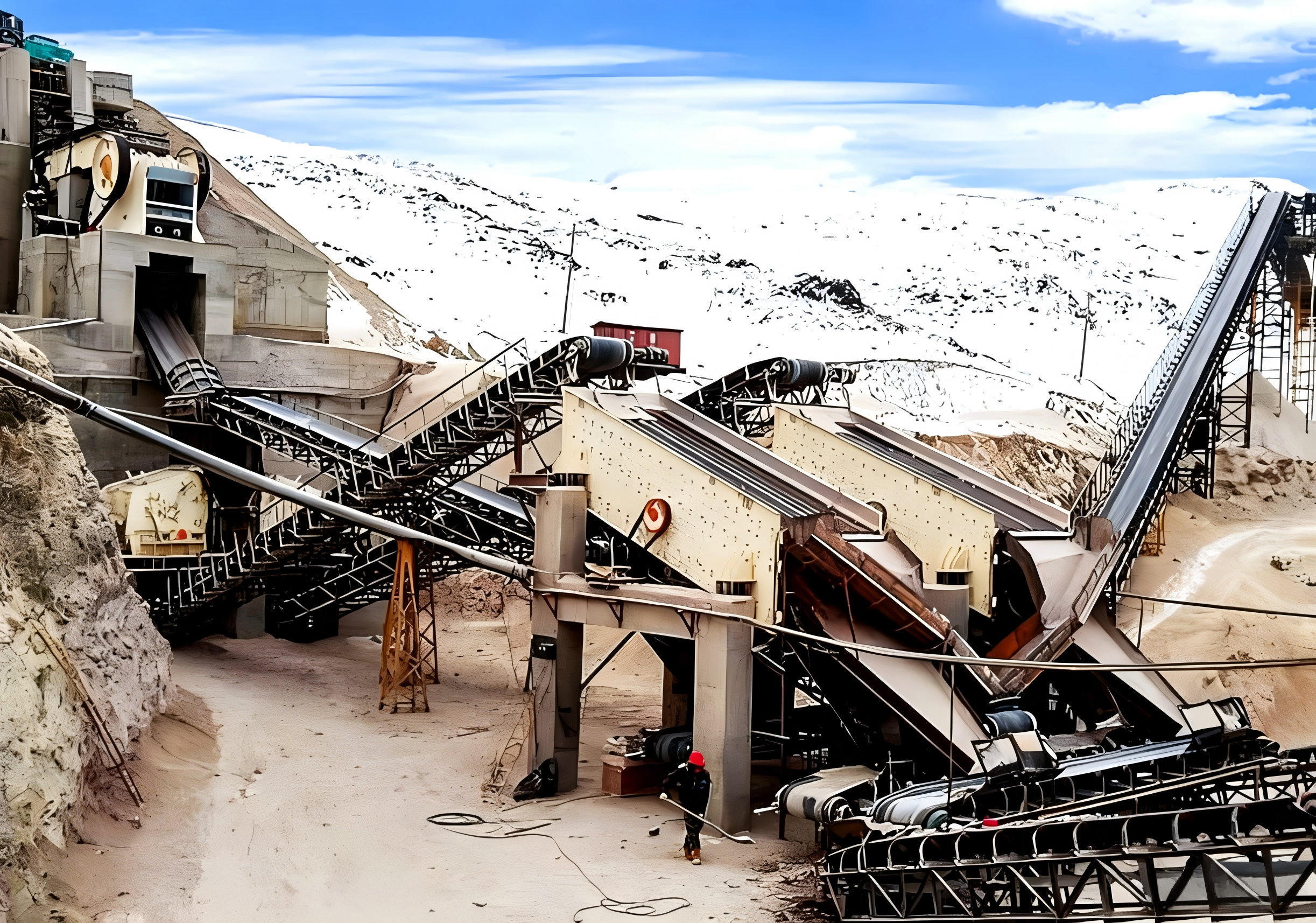 Hengtai granite crushing production line 250 TPH hard rock aggregate processing plant with jaw cone and impact crushers