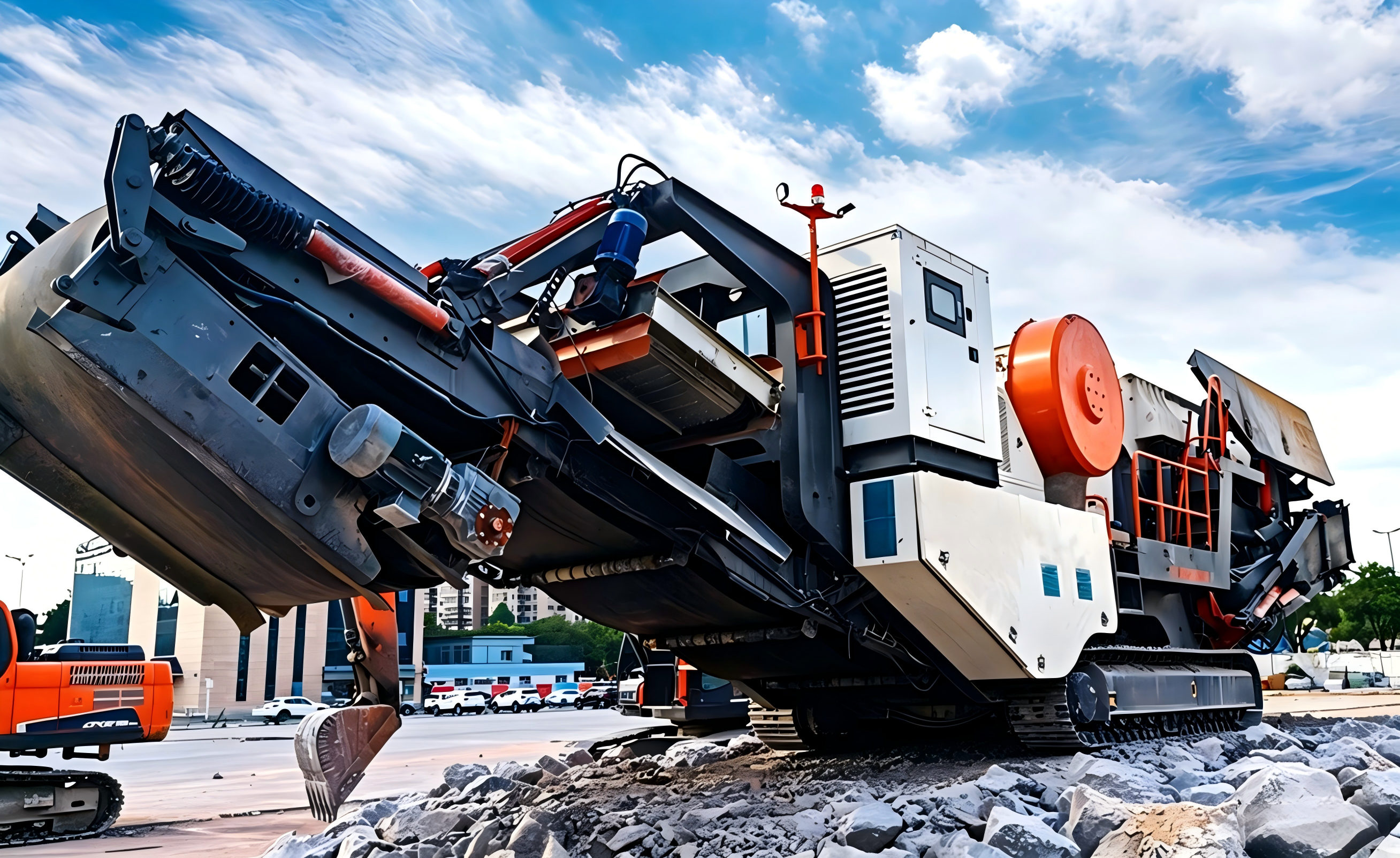 Hengtai river pebble mobile crushing station 80 TPH capacity on-site aggregate production for road construction