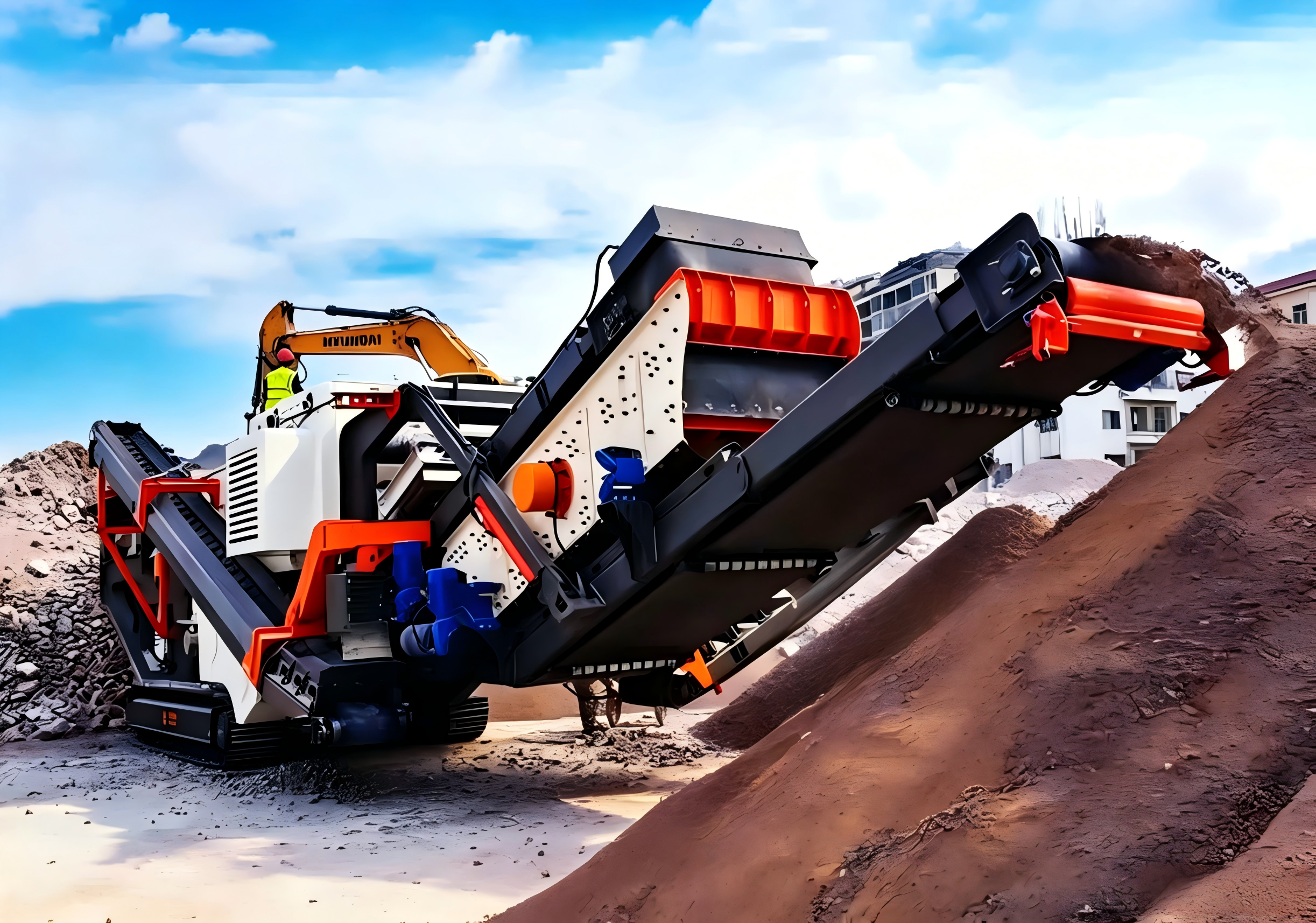 Hengtai basalt mobile crushing production line 150 TPH open pit mining portable plant with full conveyor system